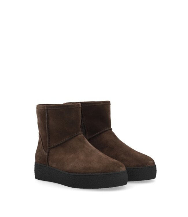 Ca Shott dames halfhoge boots wollen voering bruin suède
