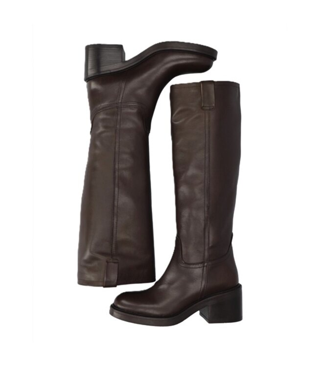 Julie Dee high boot dark brown leather