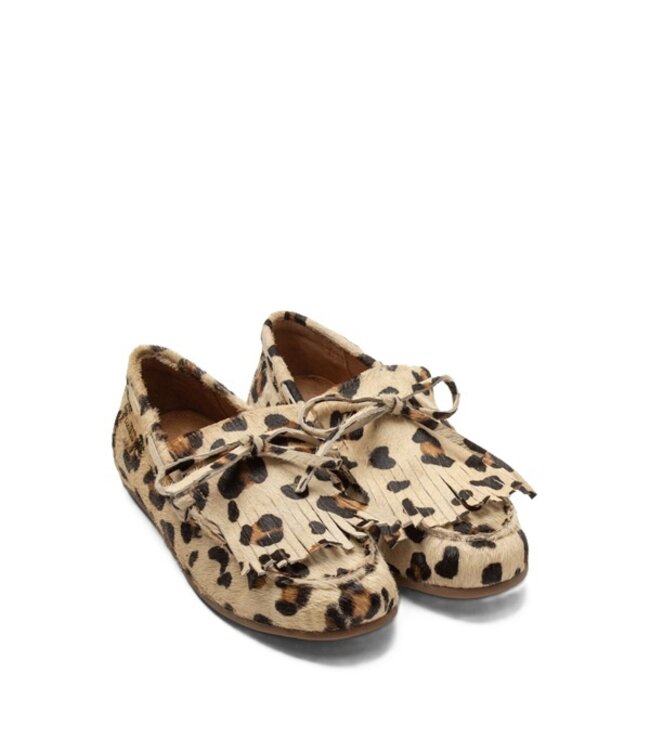 Lazamani hairy leather loafers with leopard print