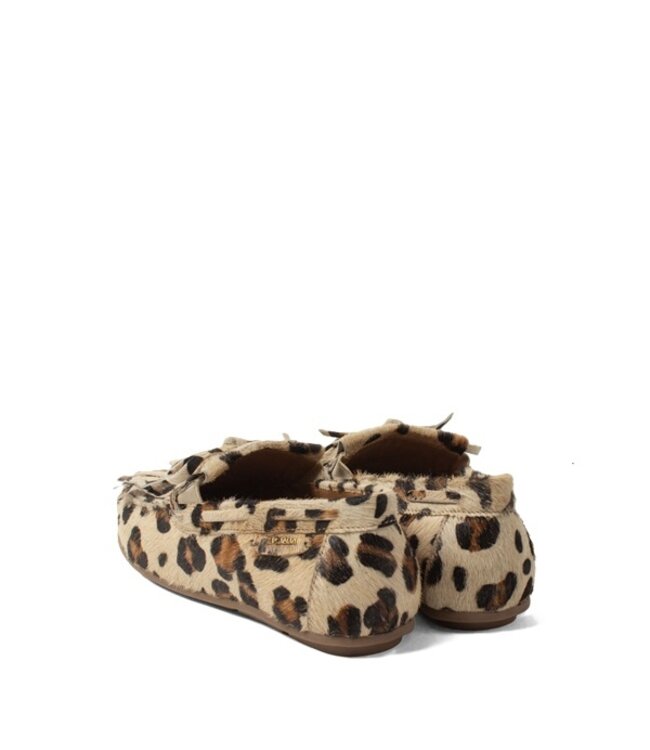 Lazamani hairy leather loafers with leopard print