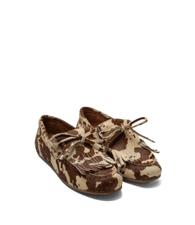 Lazamani hairy leather loafers with cow print