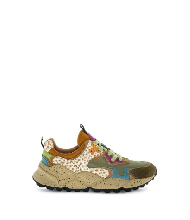 Flower Mountain dames sneakers bruin, groen, leopard