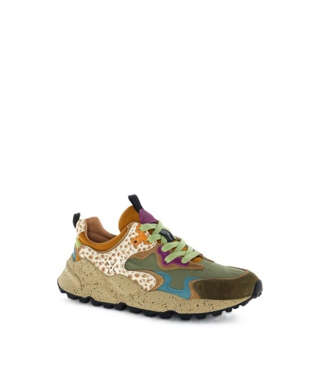 Flower Mountain women's sneakers brown, green, leopard