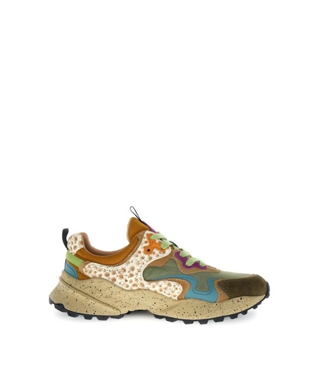 Flower Mountain dames sneakers bruin, groen, leopard