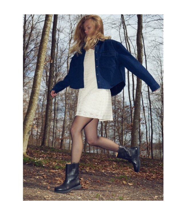 Woden Luna leren boots zwart