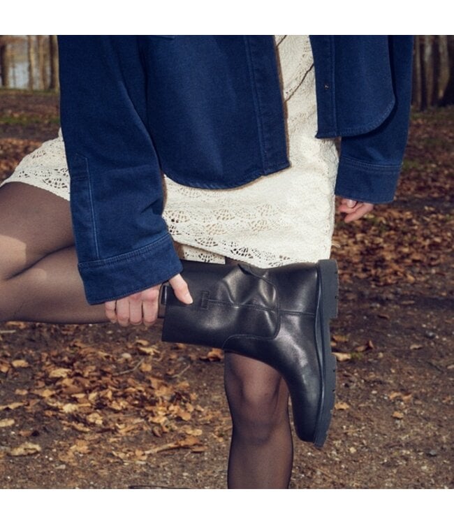 Woden Luna leren boots zwart