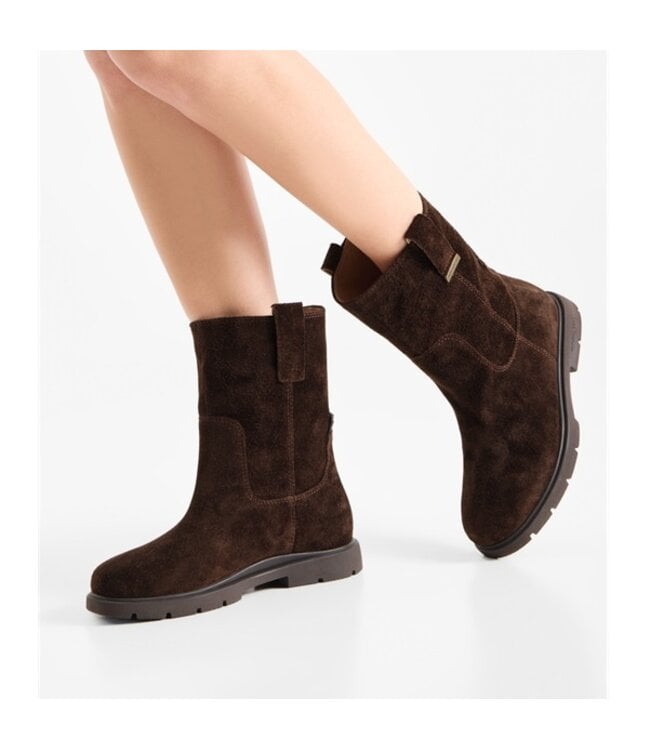 Woden Luna Suède boots donkerbruin