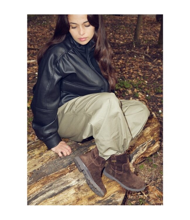 Woden Luna Suède boots donkerbruin