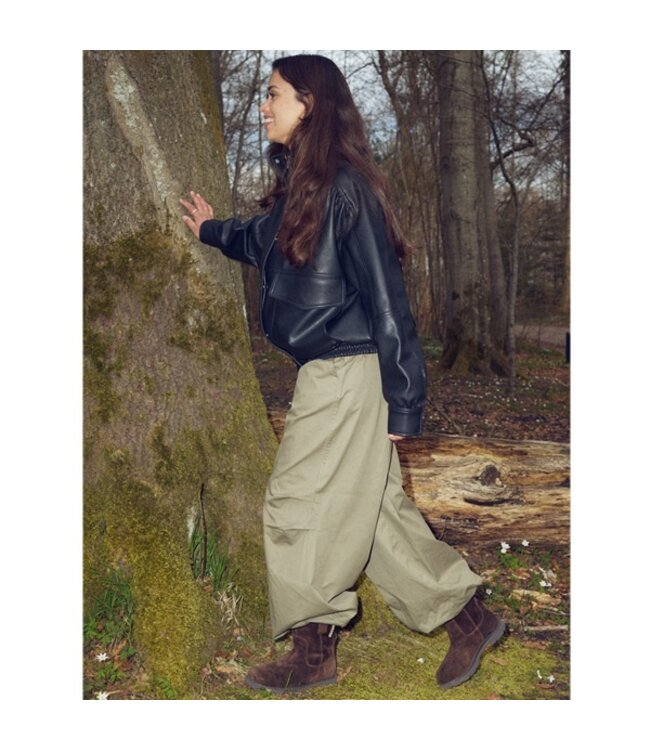 Woden Luna Suede boots dark brown