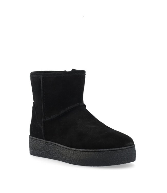 Ca Shott dames halfhoge boots wollen voering zwart suède