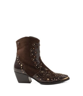 Lazamani Lazamani dames western boots bruin leer met suède