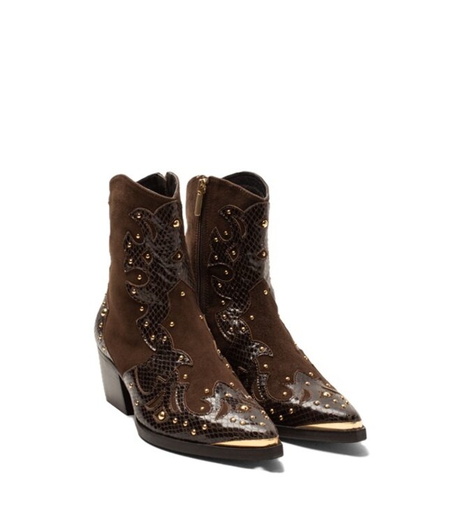 Lazamani women's Western boots in brown leather and suede