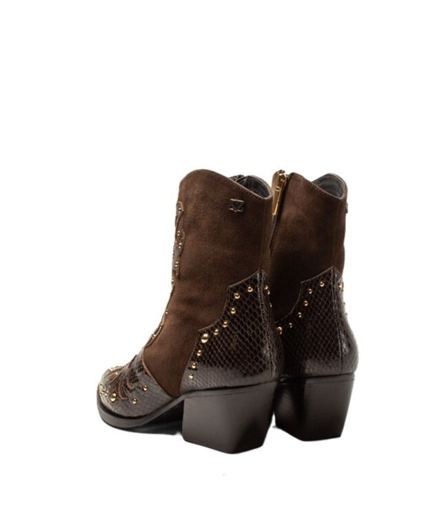 Lazamani women's Western boots in brown leather and suede