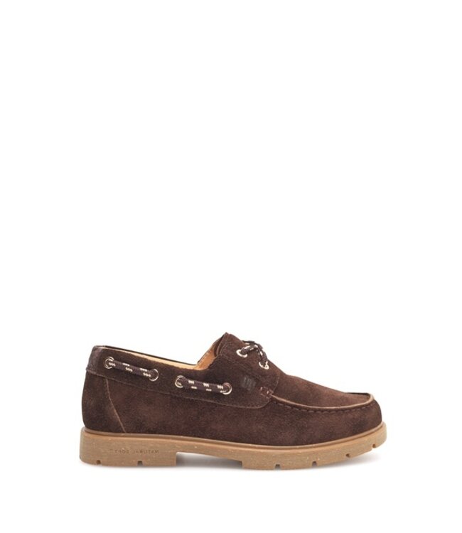 Woden ladies boat shoe chocolate suede