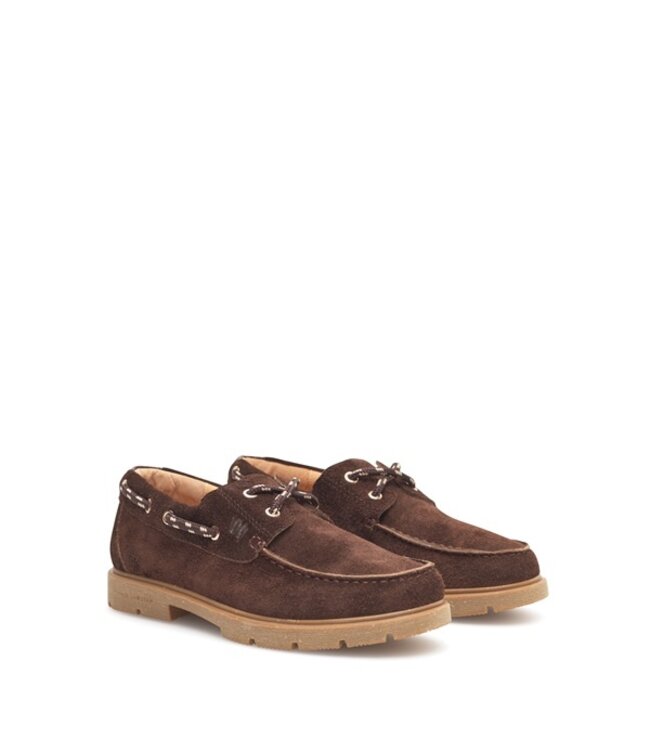 Woden dames bootschoen chocolate suède