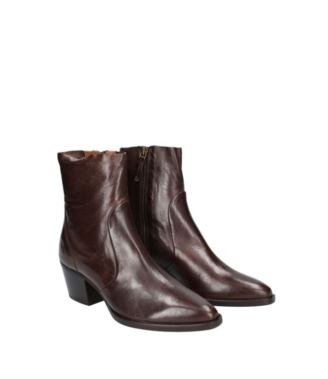Julie Dee women's brown leather mid-height zip-up boots