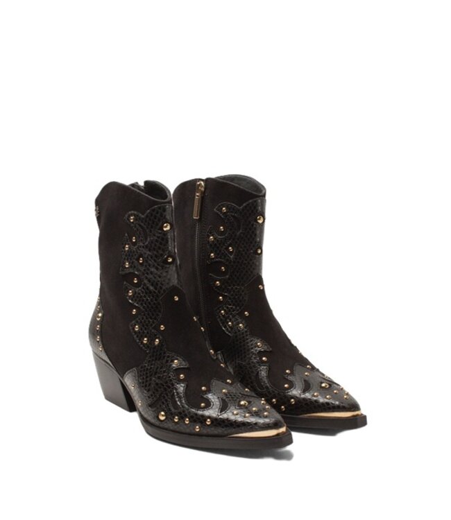 Lazamani women's Western boots in black leather and suede
