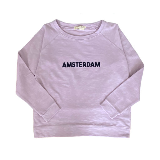roestvrij stad kunstmest Dames sweater Amsterdam lila - Broer en Zus