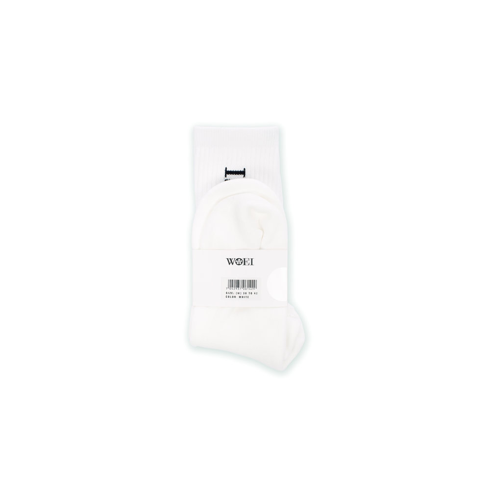 WOEI SCRIPT SOCKS 'WHITE'