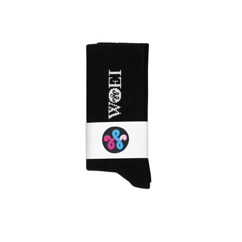 WOEI WOEI SCRIPT SOCKS 'BLACK' WOEI SCRIPT SOCKS 'BLACK'