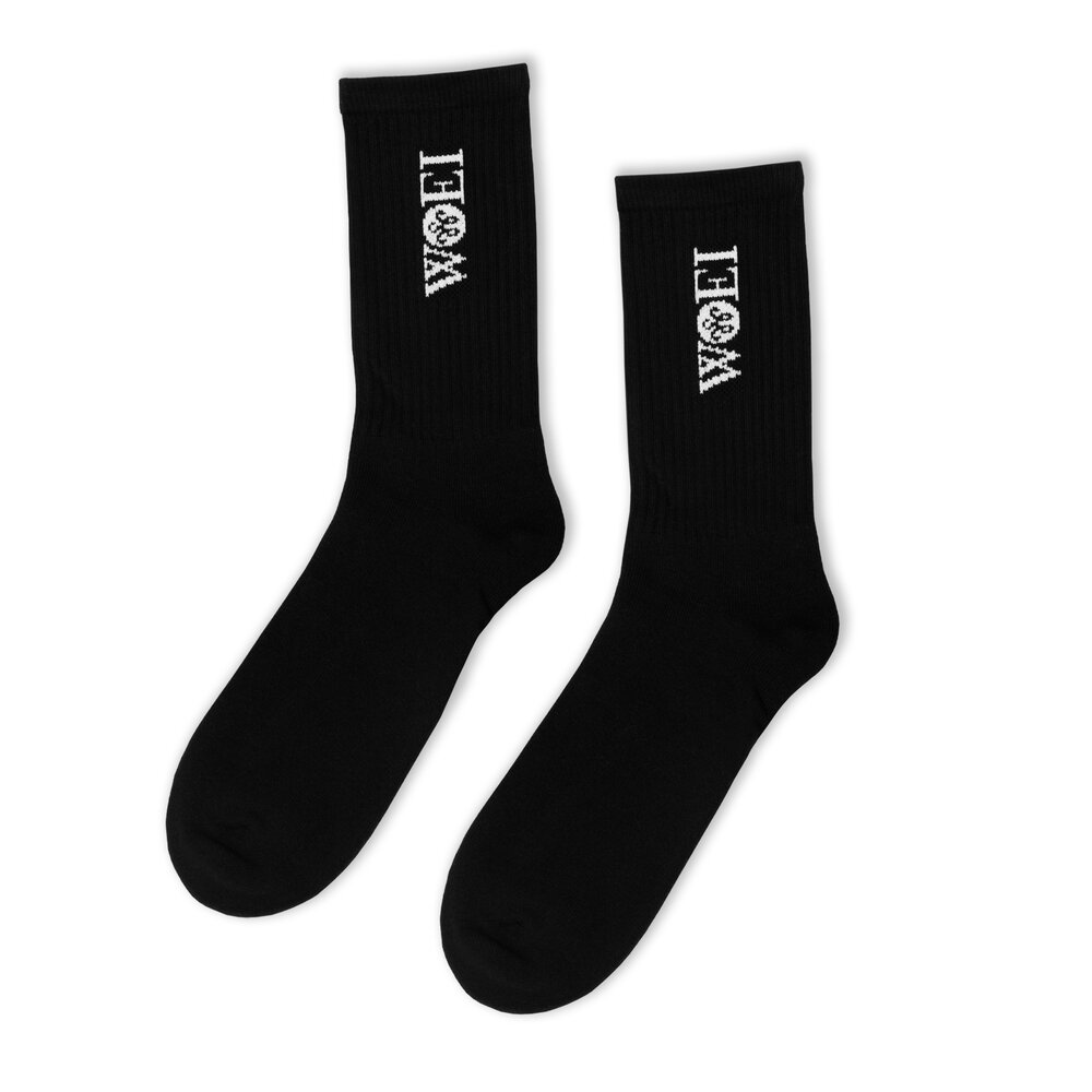 WOEI WOEI SCRIPT SOCKS 'BLACK' WOEI SCRIPT SOCKS 'BLACK'