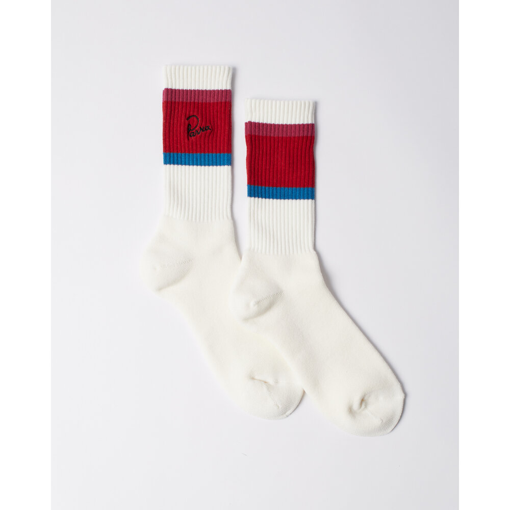 BY PARRA SIGNATURE STRIPED CREW SOCKS RED