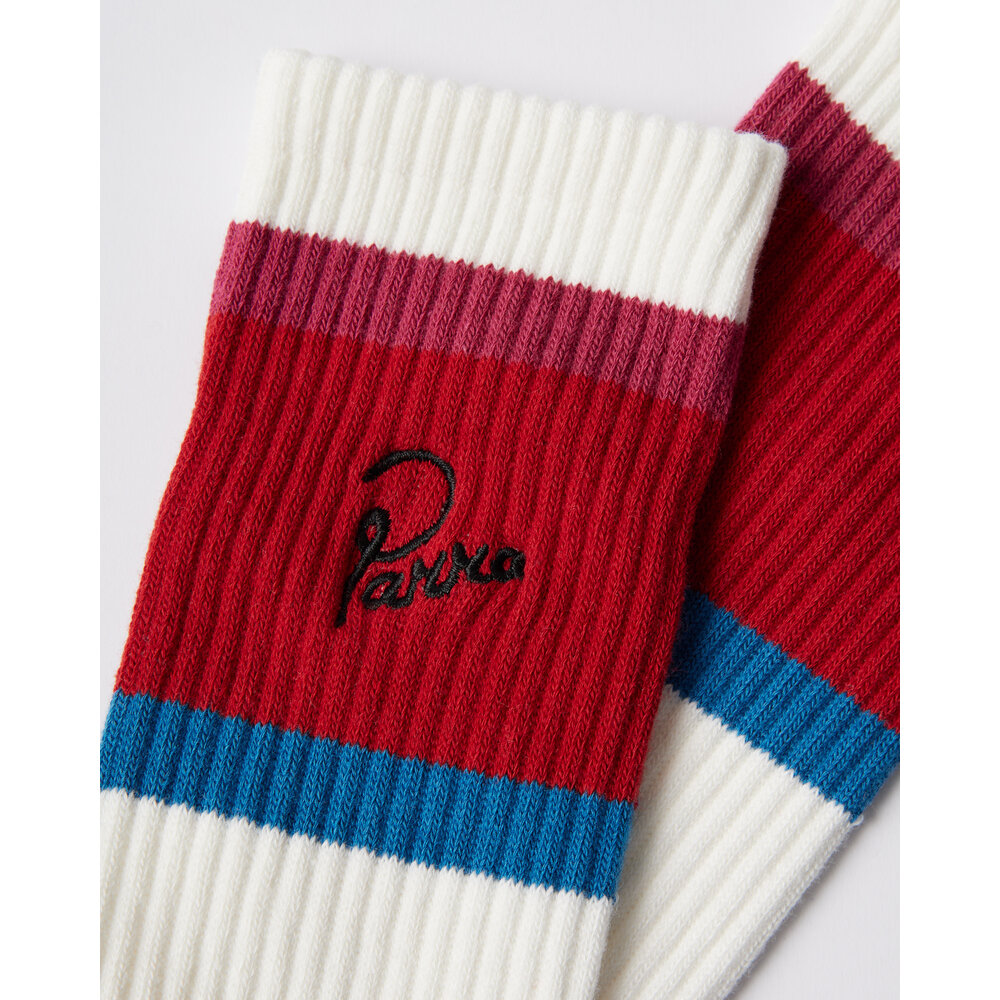 BY PARRA SIGNATURE STRIPED CREW SOCKS RED