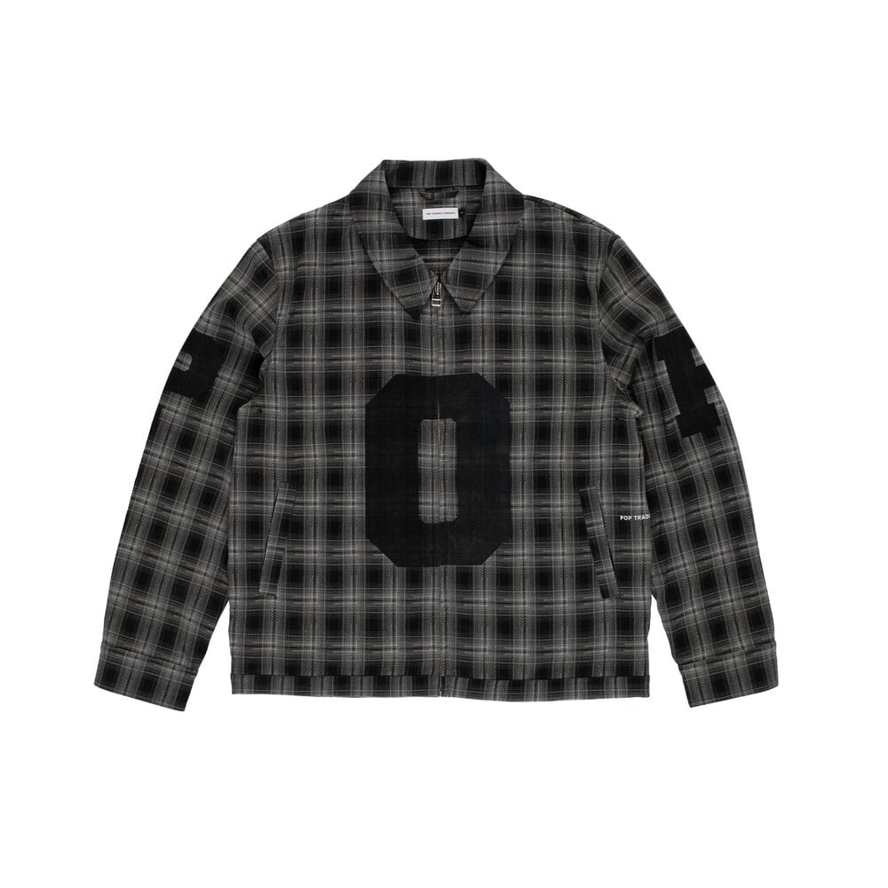 POP TRADING COMPANY CHECKED FOOTBALL JACKET ‘CHARCOAL’
