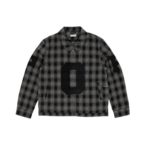 POP TRADING COMPANY CHECKED FOOTBALL JACKET ‘CHARCOAL’