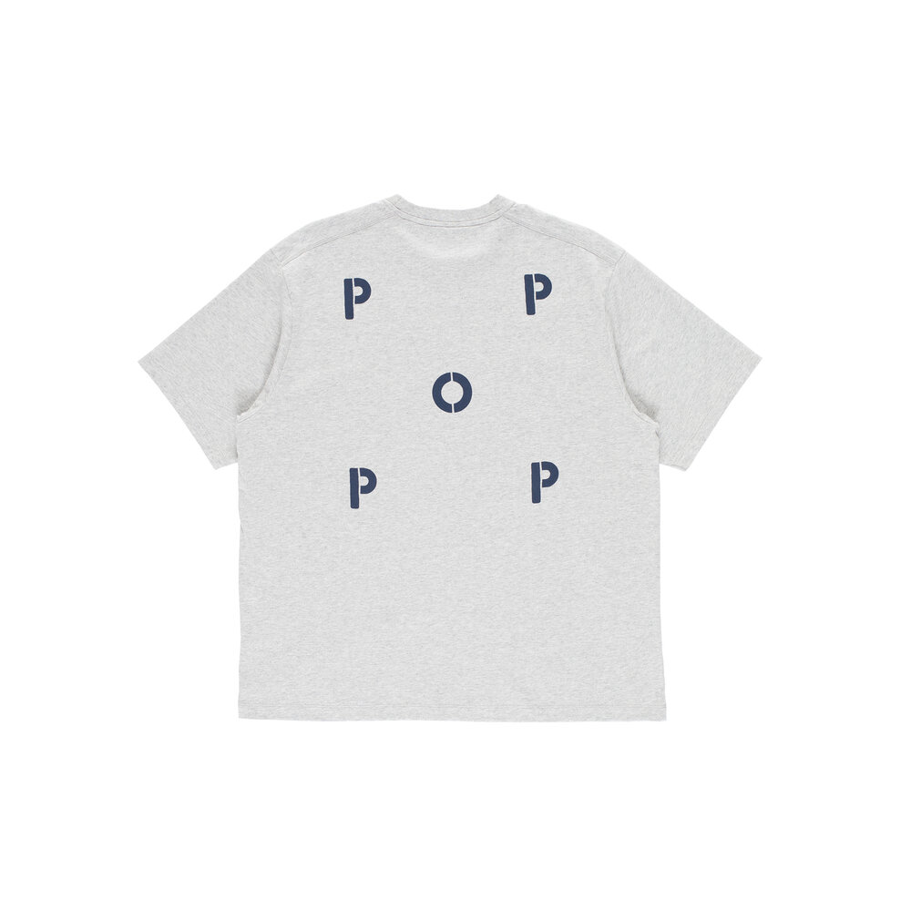 POP TRADING COMPANY STENCIL LOGO T-SHIRT ‘HEATHER GREY’