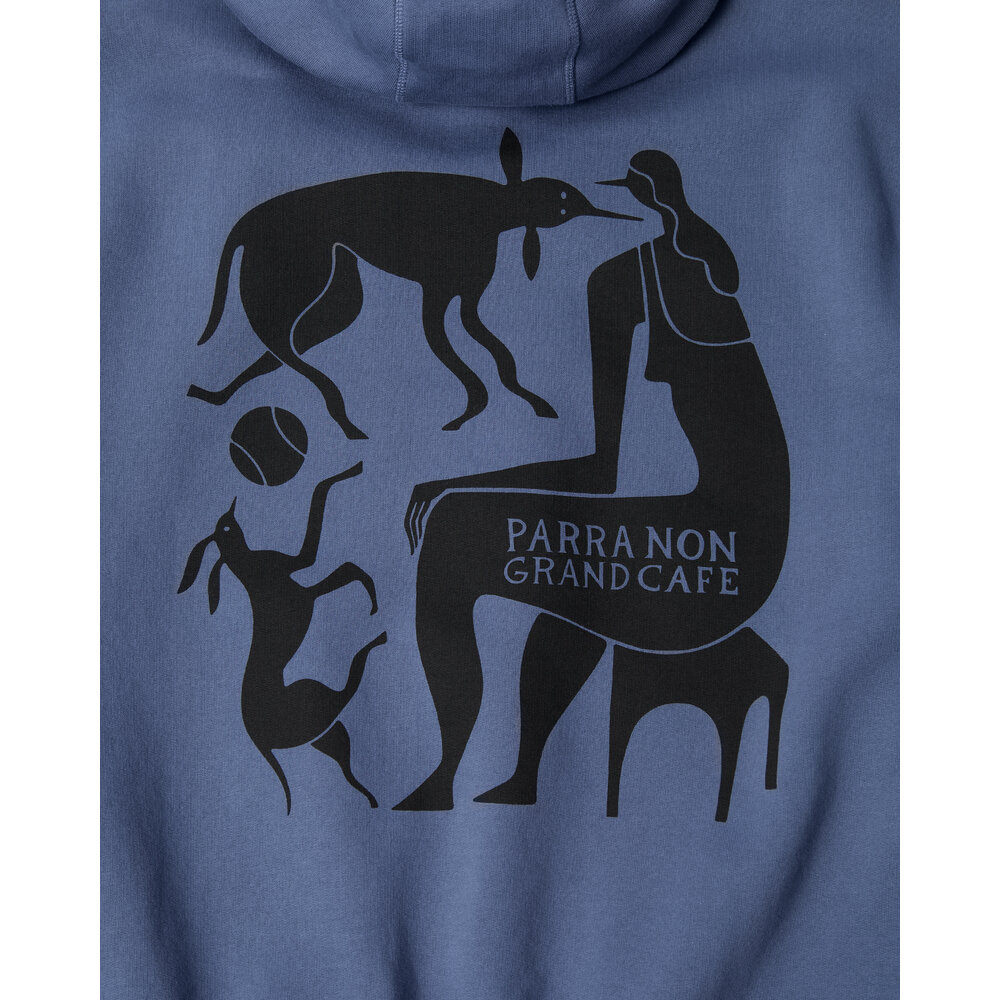 BY PARRA NON GRAND CAFE HOODED SWEATSHIRT BLUE