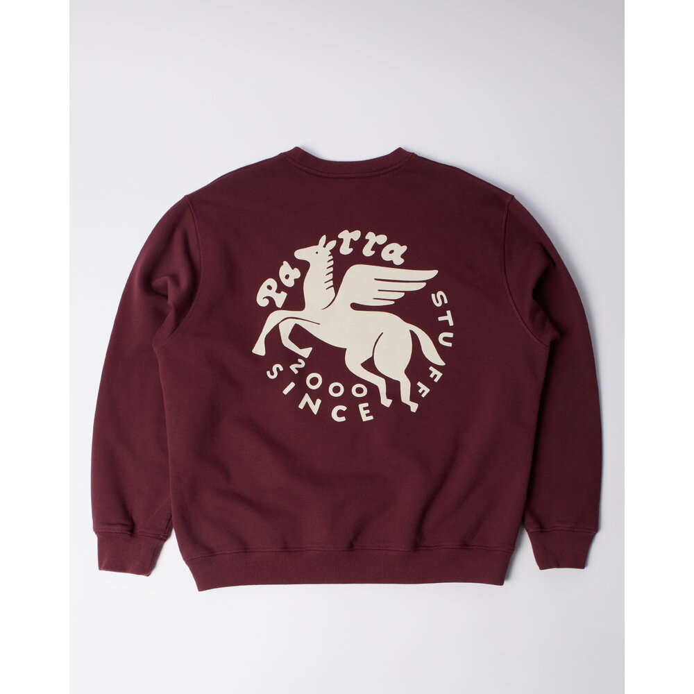 BY PARRA GASOLINE CREW NECK SWEATSHIRT DARK BURGUNDY
