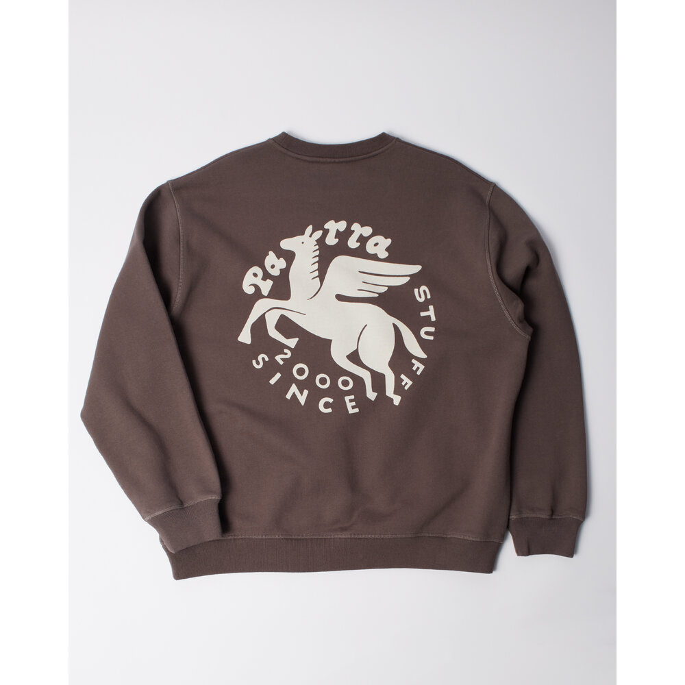 BY PARRA GASOLINE CREW NECK SWEATSHIRT BROWN