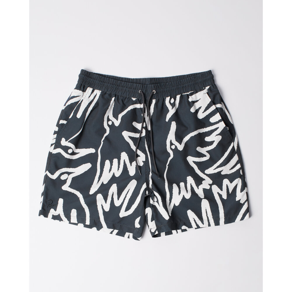 BY PARRA BIRDS FLY FREE SWIM SHORTS ‘BLACK’