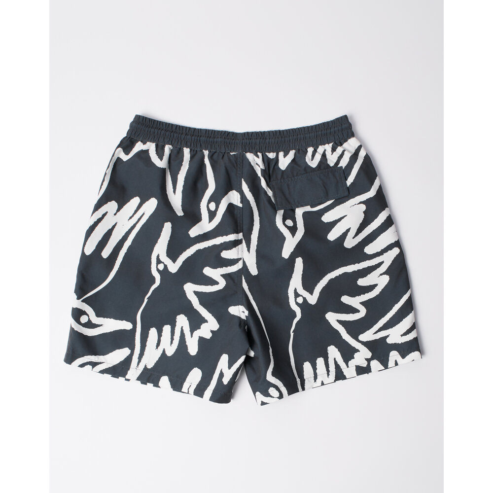 BY PARRA BIRDS FLY FREE SWIM SHORTS ‘BLACK’