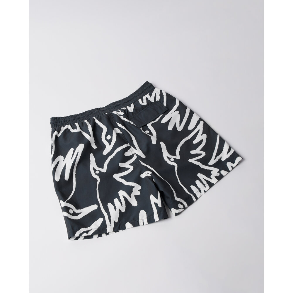 BY PARRA BIRDS FLY FREE SWIM SHORTS ‘BLACK’