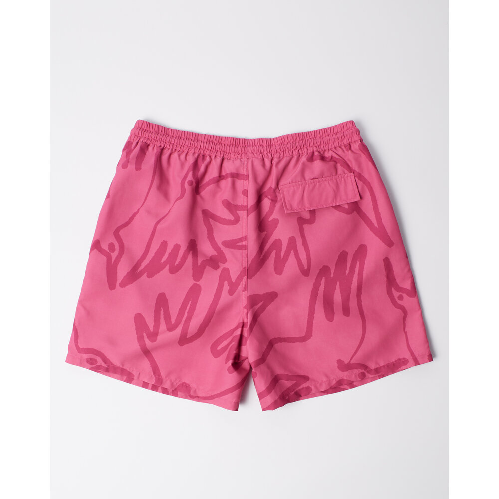 BY PARRA BIRDS FLY FREE SWIM SHORTS ‘PURPLE PINK’