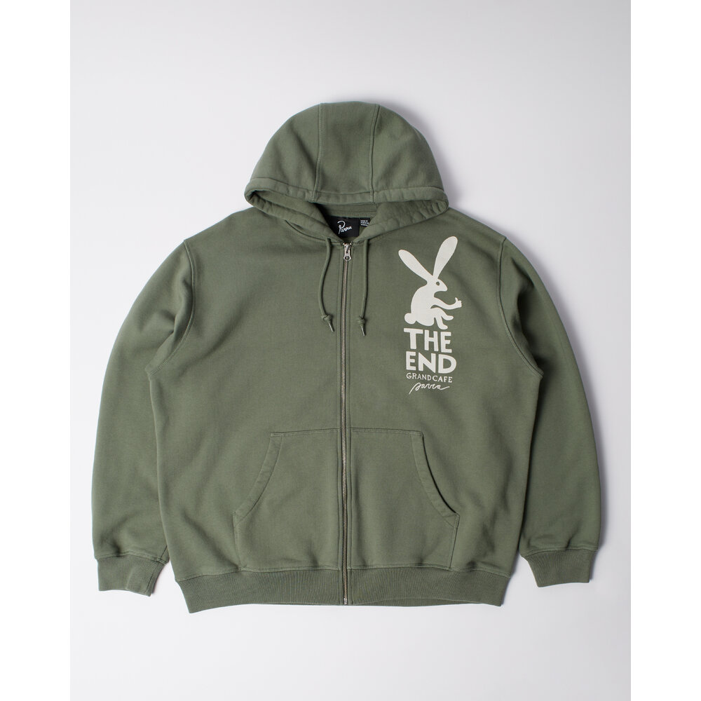 BY PARRA END THE BUNNY ZIP HOODED SWEATSHIRT GREEN