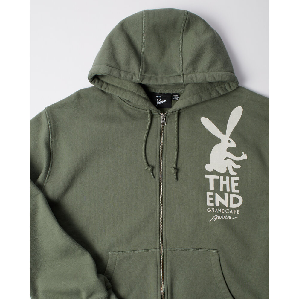BY PARRA END THE BUNNY ZIP HOODED SWEATSHIRT GREEN