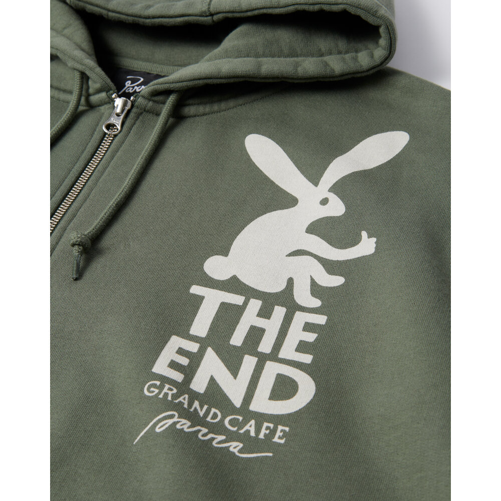 BY PARRA END THE BUNNY ZIP HOODED SWEATSHIRT GREEN