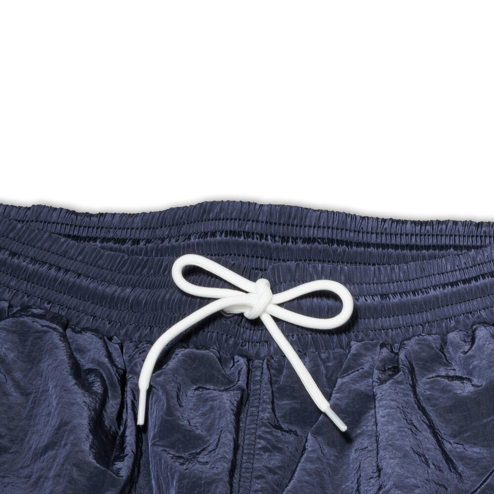 WOEI PATCH SHINY NYLON SWIM SHORT ‘NAVY BLAZE