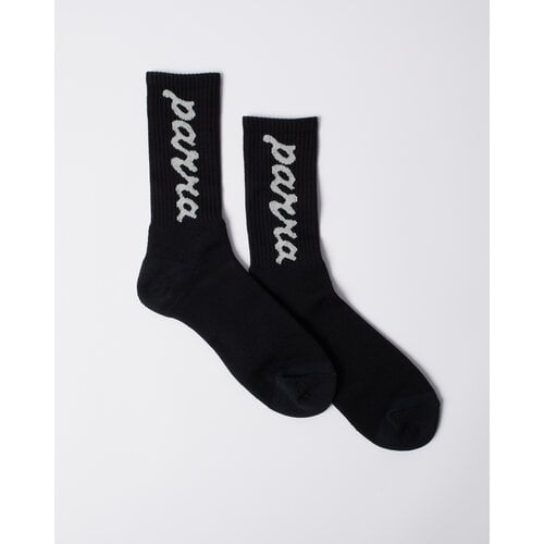 BY PARRA LOWERCASE SCRIPTLOGO CREW SOCKS BLACK