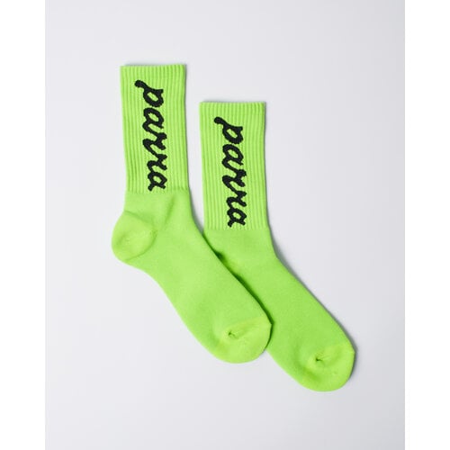 BY PARRA LOWERCASE SCRIPTLOGO CREW SOCKS ACID GREEN
