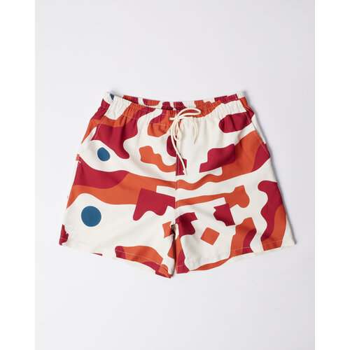 BY PARRA ABSTRACT MOUNTAIN SWIM SHORTS RED