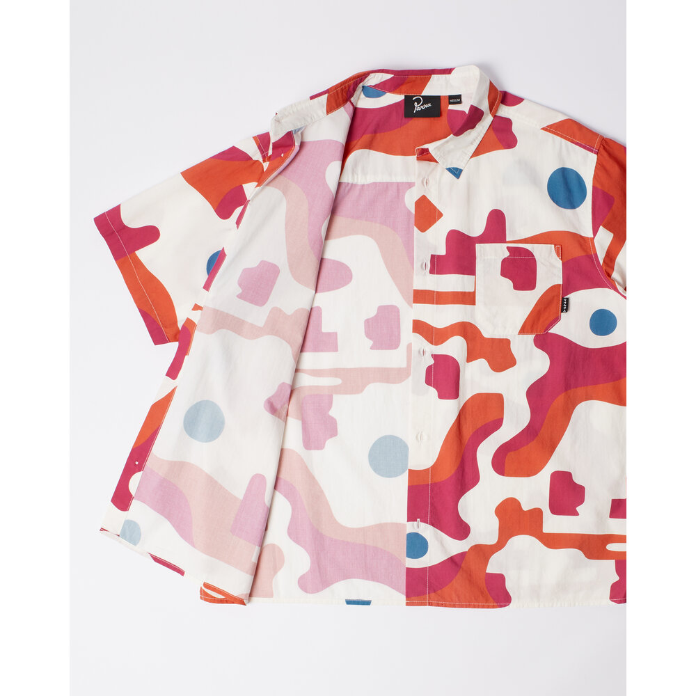 BY PARRA ABSTRACT MOUNTAIN SHORT SLEEVE SHIRT RED