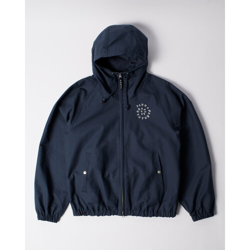BY PARRA CIRCULAR RAIN LOGO COTTON SHELL JACKET NAVY BLUE