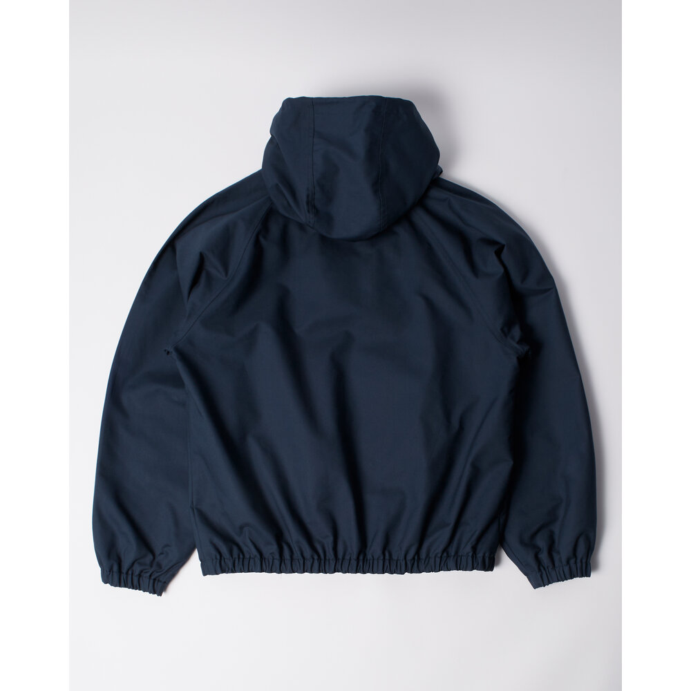 BY PARRA BY PARRA CIRCULAR RAIN LOGO COTTON SHELL JACKET NAVY BLUE BY PARRA CIRCULAR RAIN LOGO COTTON SHELL JACKET NAVY BLUE