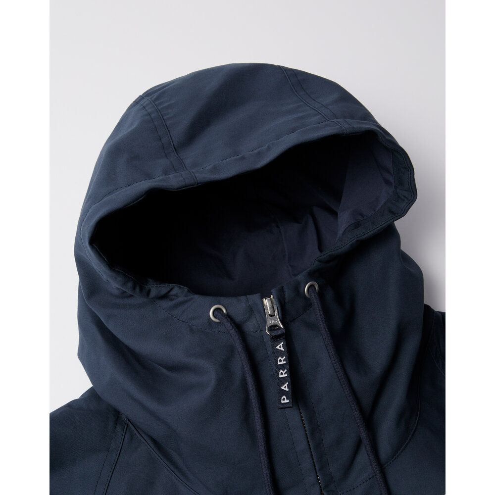 BY PARRA BY PARRA CIRCULAR RAIN LOGO COTTON SHELL JACKET NAVY BLUE BY PARRA CIRCULAR RAIN LOGO COTTON SHELL JACKET NAVY BLUE