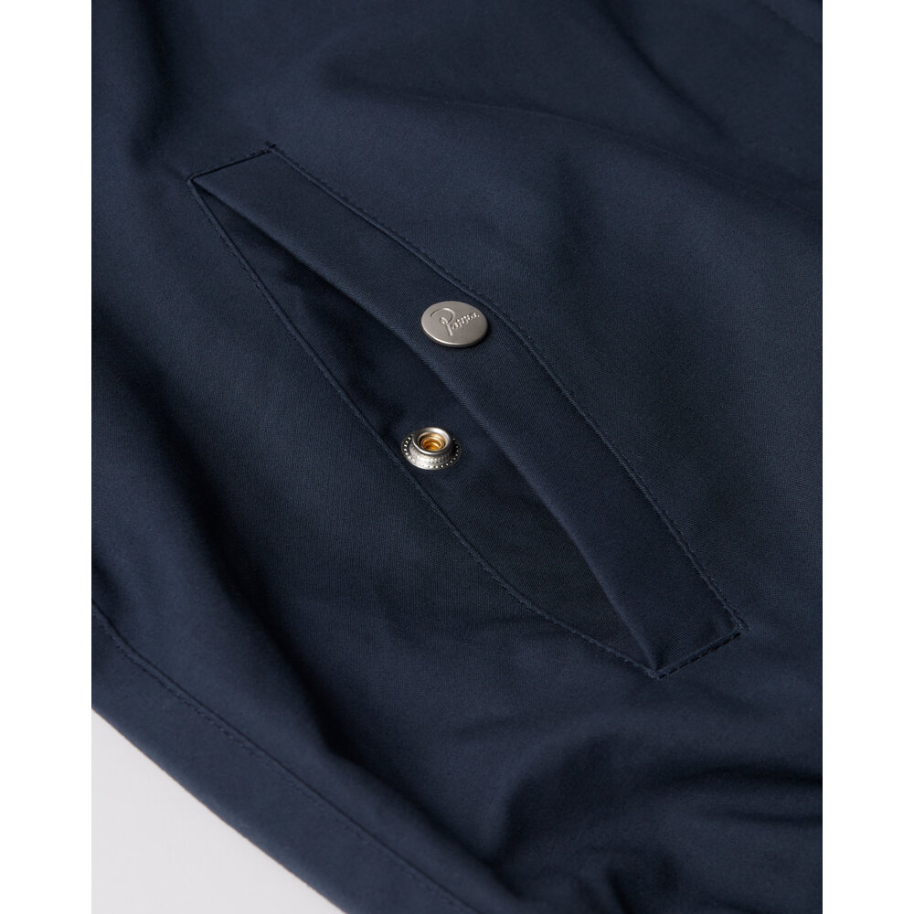BY PARRA BY PARRA CIRCULAR RAIN LOGO COTTON SHELL JACKET NAVY BLUE BY PARRA CIRCULAR RAIN LOGO COTTON SHELL JACKET NAVY BLUE