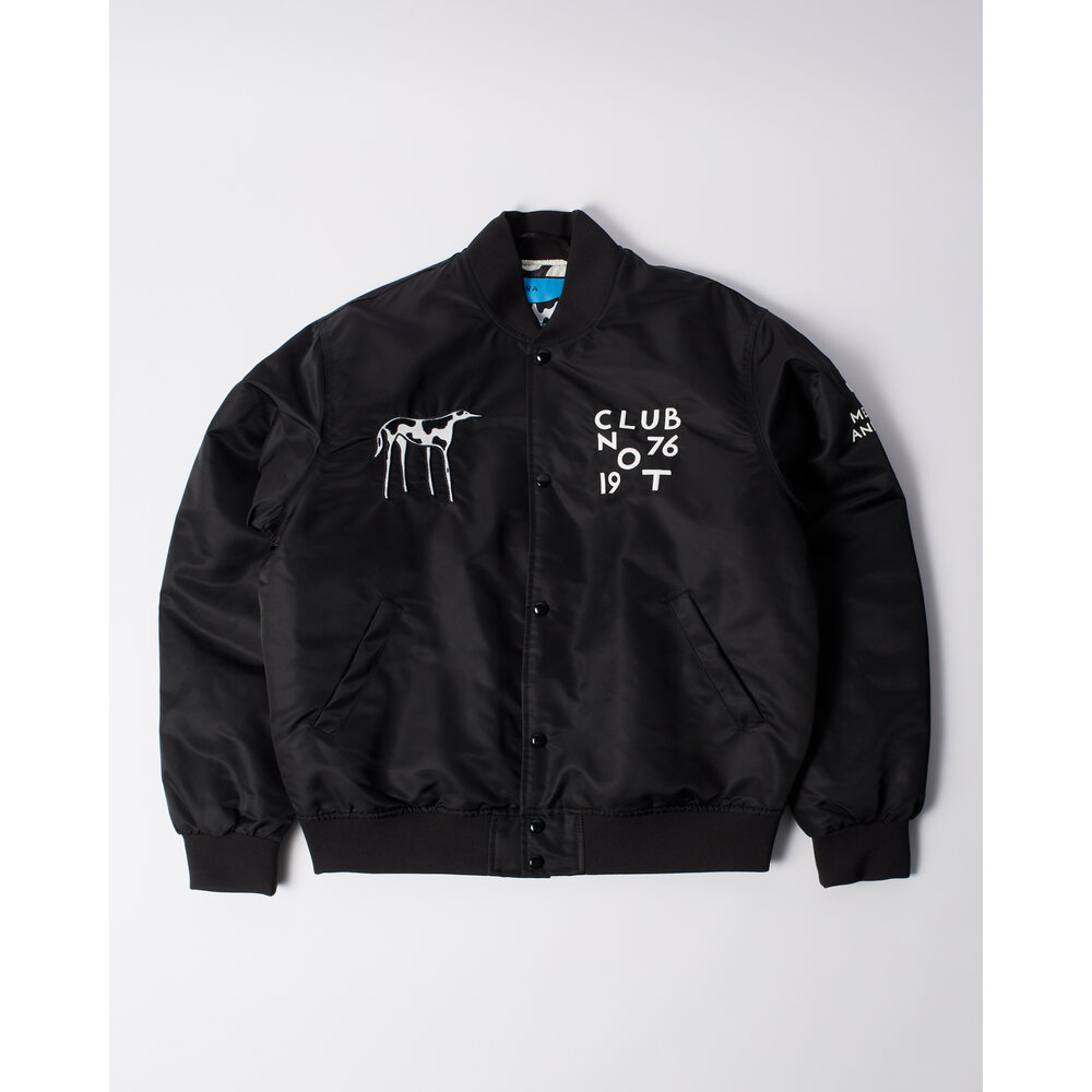 BY PARRA CLUB NOT 1977 SATIN BOMBER JACKET BLACK